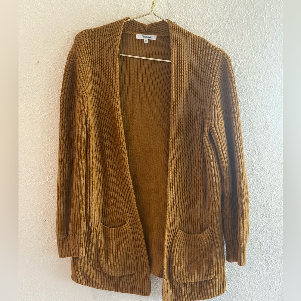 Madewell Open Cardigan with Pockets Mustard Yellow